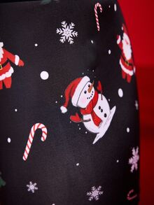 Notgurli Christmas Fun Print Cartoon Funny Santa Claus Gift Box Candy Cane Bell Snowflake Snowman Family Party Men's Mid-Length Flat Front Boxer Briefs - Black - View 7