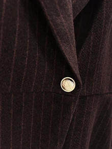 SHEIN Franclia Women's Professional Vintage Striped Waist Design Blazer Jacket, Autumn/Winter Popular Women's Clothing, Suitable For Office Commute Style Cardigan Outerwear - Red - View 5