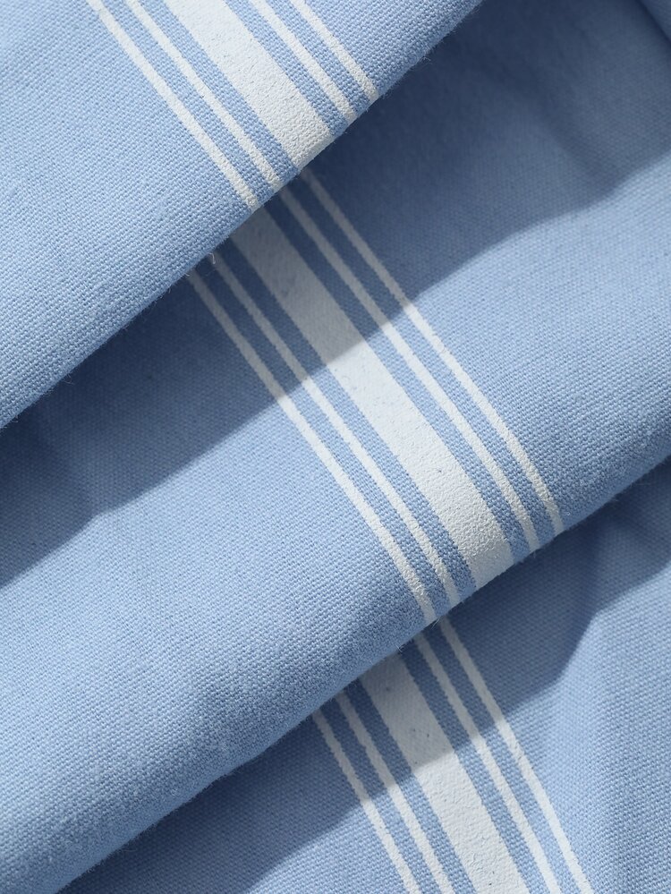 DAZY Women's Striped Contrast Color Button Pajama Set Fall - Blue - View 8