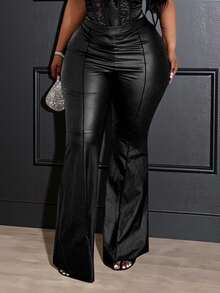 SHEIN CURVE+ Us22 Fall New Arrival New Year, Western Casual Baggy Sexy, Nomadic, Birthday Party Club Party Evening Night, Graduation Black - Black - View 7