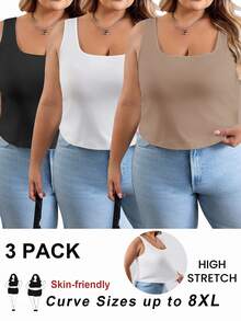 SHEIN CURVE+ ملابس Curves مقاس كبير للعودة إلى المدرسة، 3 قطع، خريف وشتاء 2026، 22W - متعدد الألوان - مشاهدة 11