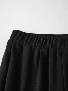 THE POWERPUFF GIRLS X SHEIN طقم هودي بأكمام طويلة وبنطال واسع بطبعة كرتونية للفتيات المراهقات - الأسود - مشاهدة 8