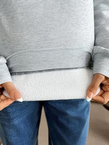SHEIN 孕婦秋季休閒寬鬆版型拼色拼接保暖內裡哺乳運動衫 女款居家服 拍照用 灰色 - 彩色 - 查看 9