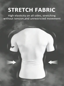 Gym Rark Men's Casual Sports Printed Crew Neck Short Sleeve T-Shirt & Shorts Set,Black And White Summer Athleisure Gym Athletic Running Sportswear Workout Set - White - View 2