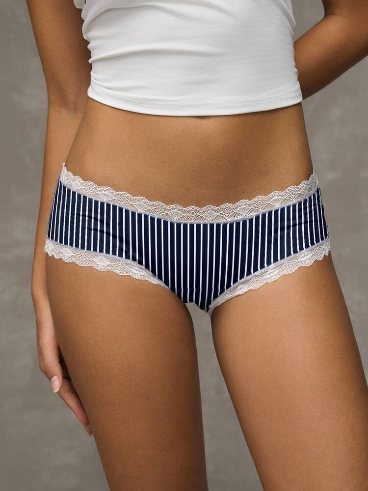 Esseday 4pcs Low Waist Daily Comfortable Lace Casual Women's Boxer Briefs - Multicolor - View 3