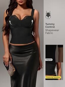 Nuvra Sexy Camisole Top With Cinched Waist, Suitable For Outerwear, Inner Layer And Commute, Women's Top - Black - View 10