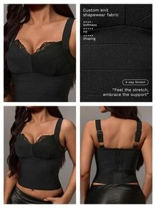 Nuvra Sexy Camisole Top With Cinched Waist, Suitable For Outerwear, Inner Layer And Commute, Women's Top - Black - View 9