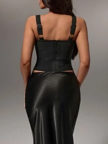 Nuvra Sexy Camisole Top With Cinched Waist, Suitable For Outerwear, Inner Layer And Commute, Women's Top - Black - View 5