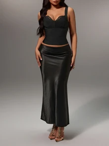 Nuvra Sexy Camisole Top With Cinched Waist, Suitable For Outerwear, Inner Layer And Commute, Women's Top - Black - View 12