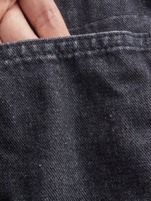 Momance Maternity Solid Color Casual Loose Denim Overalls - Black - View 11