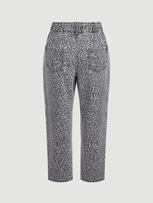 SHEIN Quần jeans nữ ống đứng cạp giấy mùa hè - Xám - Xem 6