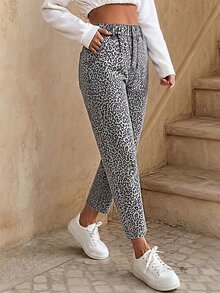 SHEIN Quần jeans nữ ống đứng cạp giấy mùa hè - Xám - Xem 3