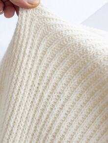 Momance Maternity Fashion Elegant Solid Color Long Sleeve Sweater Dress - White - View 9