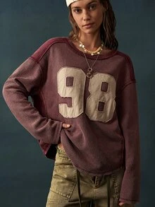 Bohemela Women's Casual Streetwear Graphic T-Shirt With A Vintage Washed Finish For Fall, Perfect For Vacations, Going Out School Everyday, And Halloween Khaki - Burgundy - View 7