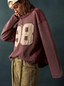 Bohemela Women's Casual Streetwear Graphic T-Shirt With A Vintage Washed Finish For Fall, Perfect For Vacations, Going Out School Everyday, And Halloween Khaki - Burgundy - View 6