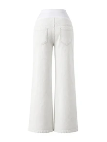 SHEIN Celana Jeans Kasual Serbaguna Model Lurus dengan Pinggang yang Dapat Diatur untuk Wanita Hamil - Putih - View 6