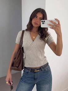 Siren Gaze Women's New Autumn/Winter Lace-Up Knit Top - Apricot - View 1