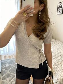 Siren Gaze Women's New Autumn/Winter Lace-Up Knit Top - Apricot - View 8