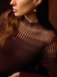 MOTF PREMIUM WOMEN'S STAND COLLAR LONG SLEEVE SLIM FIT VERSATILE SWEATER - Chocolate Brown - View 2