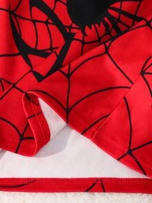 SHEIN Baby Boy Contrast Color Spider Asymmetric Print Crew Neck Long Sleeve Pullover Sweatshirt, Versatile Comfortable, College Sports Casual, Suitable For Spring Summer Autumn Winter, Slim Fit - Multicolor - View 3