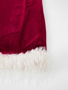 SHEIN Girls' Gradient Sequin & Feather A-Line Sleeveless Dress, Glamorous Party Dress With Shiny Sequin Effect - Burgundy - View 5