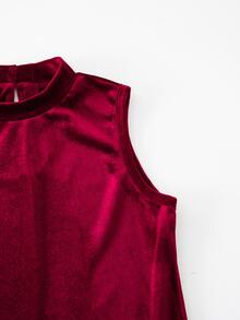 SHEIN Girls' Gradient Sequin & Feather A-Line Sleeveless Dress, Glamorous Party Dress With Shiny Sequin Effect - Burgundy - View 7