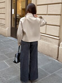 Siren Gaze Autumn/Winter New Chinese Style Frog Button Trench Coat For Women - Khaki - View 2