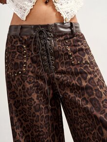 Bohemela Women's Leopard-Print Loose Wide-Leg Fashion Pants, Perfect For Fall Vacations, Music Festivals, Everyday Wear, Halloween, Parties, And Travel. - Brown - View 1