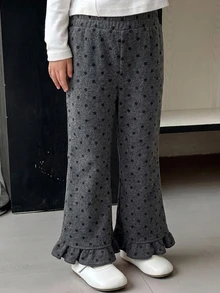 Dazy Kids Young Girl Polka Dot Casual Versatile Daily Wear Flare Pants - Grey - View 4