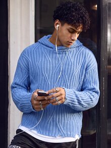 NEOSTRIT Hoodies, Men's Streetwear Colorblock Fashion Ribbed Long Sleeve Sweatshirt Y2k Couple Matching Outfit Fall Pull, Sweaters - Blue - View 5