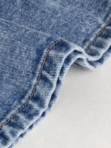 Momance Celana Jeans Hamil Minimalis Nyaman Model Lebar dengan Kantong - Medium Wash - View 11