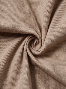 Auralis Slouchy Diagonal Ribbed Asymmetrical Half-High Neck Knit Top Straight Leg Knit Pants Set Women Autumn Winter, Fall/Winter, Thanksgiving, New Year - Khaki - View 10