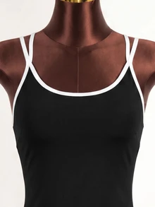 Zolique Women's Colorblock Casual Daily Tennis Dress - Black - View 5