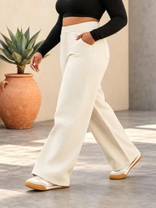 CurvyTilda Plus Size Soft Medium Wash Stretch Denim Jeans - Beige - View 2
