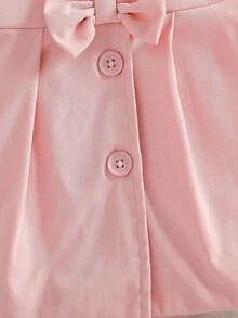 SHEIN Baby Girl Furry Collar Bow Decor Trench Coat, Autumn/Winter Fall - Baby Pink - View 8