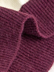 Momance Maternity Sweater Loose Fit V-Neck Striped Contrast Color Chest Embroidery Design Casual Everyday Versatile Knit Pullover - Multicolor - View 11