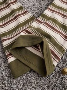 Attitoon Nouveau T-shirt à manches longues ajustées avec manches chauve-souris rayées vertes pour l'automne, top élégant et décontracté polyvalent pour le printemps, l'été, l'automne et l'hiver, convient pour les sorties et les fêtes, tenue de bureau urbaine pour femmes d'affaires, style discret Old Money sophistiqué pour les trajets et l'aéroport, look polyvalent de style de rue décontracté pour les cafés - Multicolore - Voir 5
