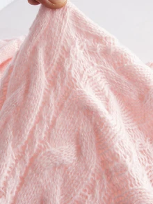 Momance Maternity V-Neck Zen Cable Knit Sweater Winter - Pink - View 11