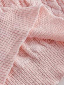 Momance Maternity V-Neck Zen Cable Knit Sweater Winter - Pink - View 14
