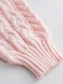 Momance Maternity V-Neck Zen Cable Knit Sweater Winter - Pink - View 10