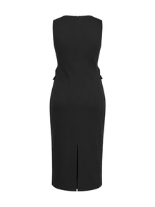Momance Maternity Dress Elegant Elegant Long Sleeve Square Neck Front Pearl Decoration Button + Faux Pocket Bodycon Fitted Back Slit Dress Fall - Black - View 6