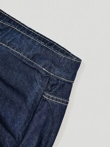 GlowEve Women's Elegant Asymmetric Hem Pleated Denim Skirt - Blue - View 6