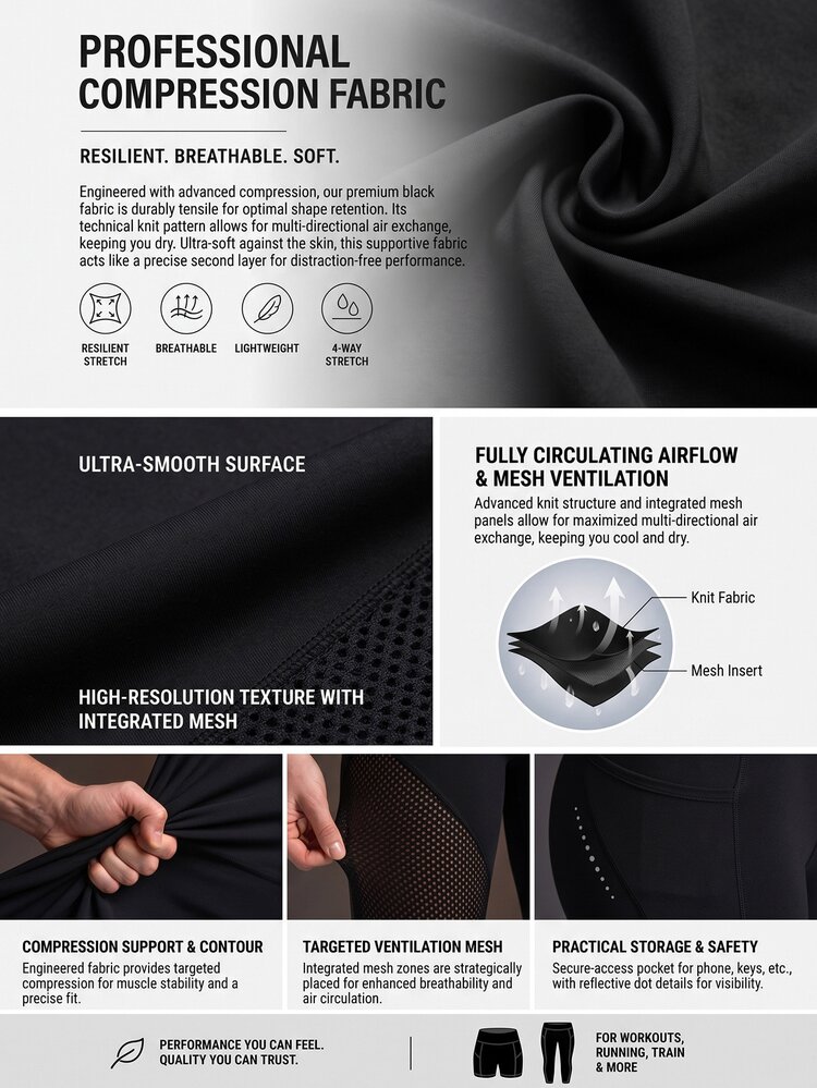 Powerista Women's Solid Color High Waist Daily Fitness Workout Leggings Seamless Tummy Control Mesh Insert Compression Tights With Side Phone Pocket Yoga - Black - View 3