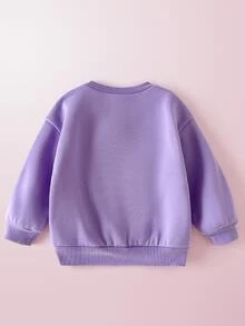 HELLO KITTY AND FRIENDS | SHEIN 少女可愛百搭聯名新款印花紫色寬鬆長袖圓領套頭運動衫，舒適，適合日常、假期等多種場合 - 紫色 - 查看 2