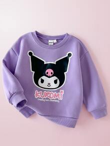 HELLO KITTY AND FRIENDS | SHEIN 少女可愛百搭聯名新款印花紫色寬鬆長袖圓領套頭運動衫，舒適，適合日常、假期等多種場合 - 紫色 - 查看 8