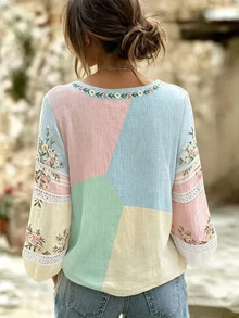 Bytebia Bytebia Woven Regular Fit Round Neck Long Sleeve Top - White - View 2