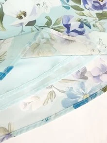 SHEIN Women's V-Neck Floral Print Casual Party Dress - Baby Blue - View 3