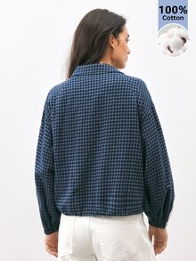 Maija Women's Plaid Side Stripe Button Front Casual Regular Fit Jacket,Going Out Outfits, Sport Outfits For Women,Fall Clothes - Navy Blue - View 3