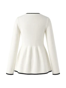 SHEIN كنزة صوفية طويلة الأكمام بتصميم فرنسي وألوان متناسقة للحوامل مناسبة للعطلات والسفر - لون مشمشي - مشاهدة 8