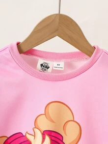 SHEIN | PAW Patrol Young Girl Cartoon Print Crew Neck Sweatshirt + Slim Fit Long Pants Set, Casual Wear For Spring And Autumn - Multicolor - View 4
